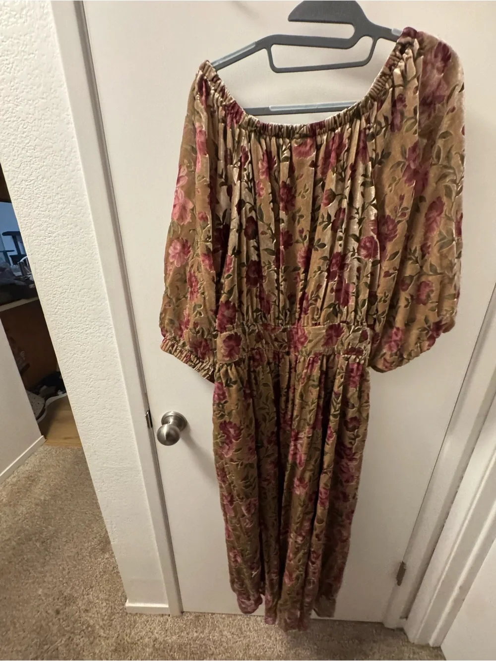 torrid Olive Midi Dress with Pink Rose Print - Picture 3 of 5